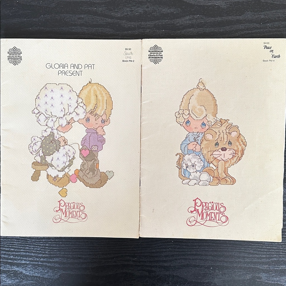 VTG Precious Moments Designs by Gloria and Pat set of Two (2) Cross Stitch Books